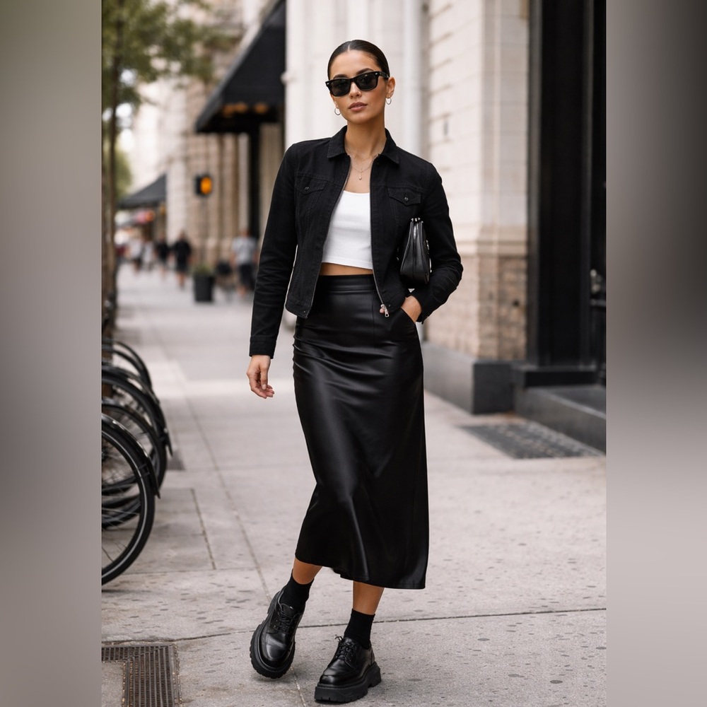 AT Denim Black Stretch Jacket | Fitted Minimal · Capsule Wardrobe / Office Core